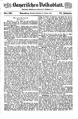 Bayerisches Volksblatt (Regensburger Morgenblatt) Samstag 3. Oktober 1857