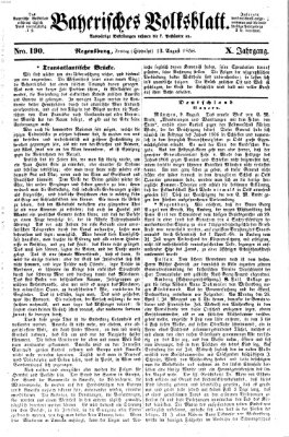 Bayerisches Volksblatt (Regensburger Morgenblatt) Freitag 13. August 1858