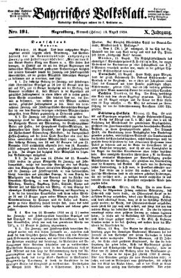 Bayerisches Volksblatt (Regensburger Morgenblatt) Mittwoch 18. August 1858