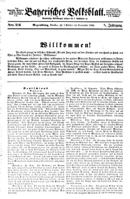 Bayerisches Volksblatt (Regensburger Morgenblatt) Dienstag 14. September 1858