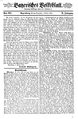 Bayerisches Volksblatt (Regensburger Morgenblatt) Freitag 1. Oktober 1858