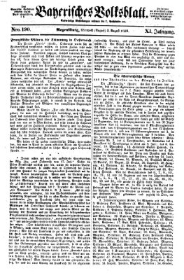 Bayerisches Volksblatt (Regensburger Morgenblatt) Mittwoch 3. August 1859