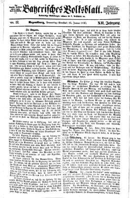 Bayerisches Volksblatt (Regensburger Morgenblatt) Donnerstag 12. Januar 1860