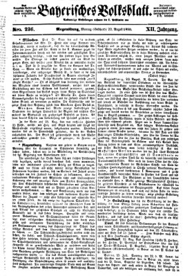 Bayerisches Volksblatt (Regensburger Morgenblatt) Montag 27. August 1860