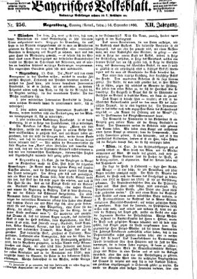 Bayerisches Volksblatt (Regensburger Morgenblatt) Sonntag 16. September 1860