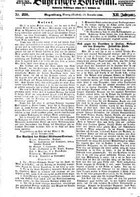 Bayerisches Volksblatt (Regensburger Morgenblatt) Montag 19. November 1860