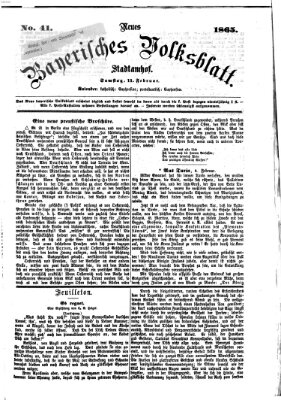 Neues bayerisches Volksblatt Samstag 11. Februar 1865