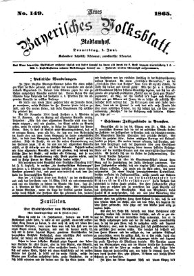 Neues bayerisches Volksblatt Donnerstag 1. Juni 1865