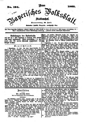 Neues bayerisches Volksblatt Donnerstag 20. Juli 1865