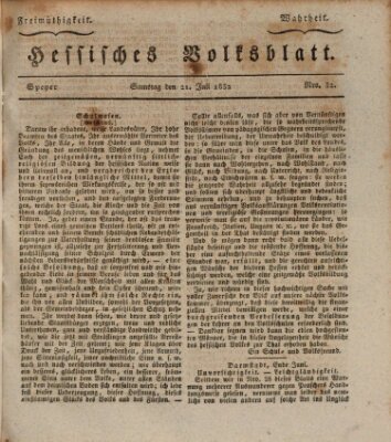 Hessisches Volksblatt Samstag 21. Juli 1832