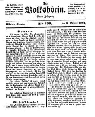 Die Volksbötin Sonntag 3. Oktober 1852