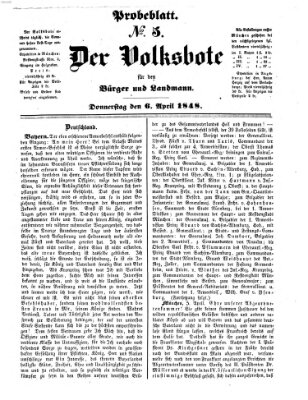 Der Volksbote für den Bürger und Landmann Donnerstag 6. April 1848