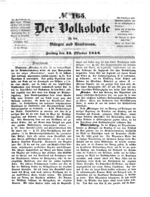 Der Volksbote für den Bürger und Landmann Freitag 13. Oktober 1848