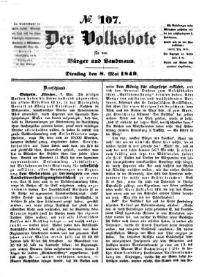Der Volksbote für den Bürger und Landmann Dienstag 8. Mai 1849