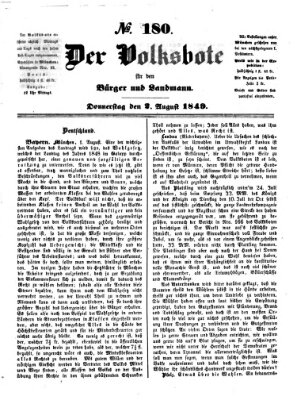Der Volksbote für den Bürger und Landmann Donnerstag 2. August 1849