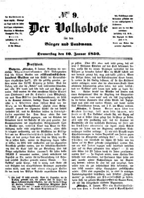 Der Volksbote für den Bürger und Landmann Donnerstag 10. Januar 1850