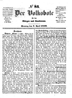 Der Volksbote für den Bürger und Landmann Sonntag 7. April 1850