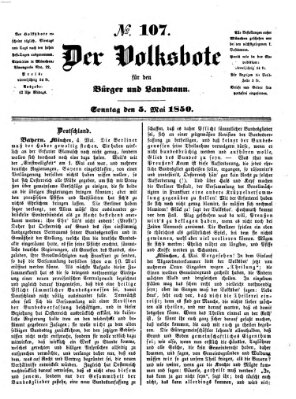Der Volksbote für den Bürger und Landmann Sonntag 5. Mai 1850