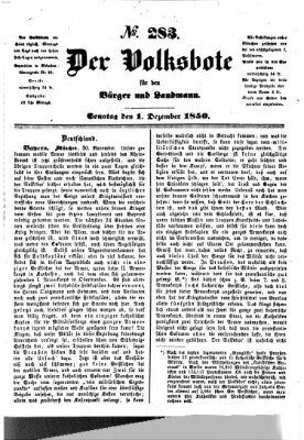 Der Volksbote für den Bürger und Landmann Sonntag 1. Dezember 1850
