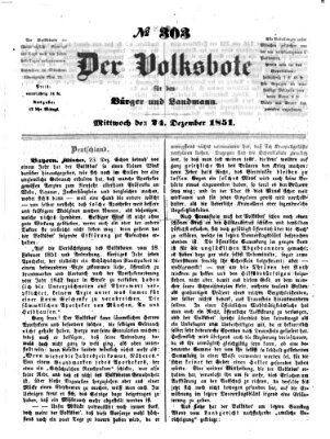 Der Volksbote für den Bürger und Landmann Mittwoch 24. Dezember 1851