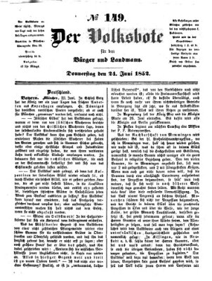 Der Volksbote für den Bürger und Landmann Donnerstag 24. Juni 1852