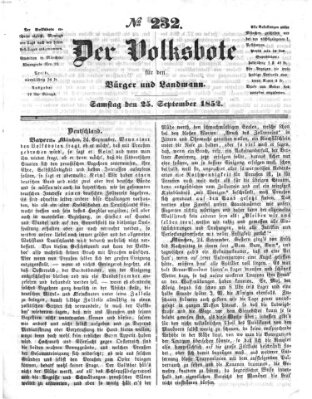 Der Volksbote für den Bürger und Landmann Samstag 25. September 1852