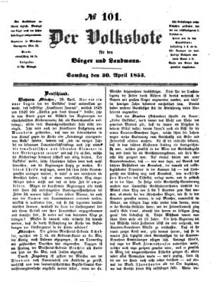 Der Volksbote für den Bürger und Landmann Samstag 30. April 1853