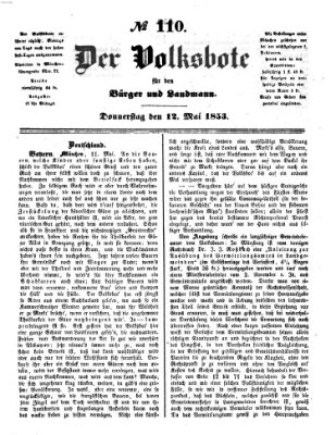 Der Volksbote für den Bürger und Landmann Donnerstag 12. Mai 1853