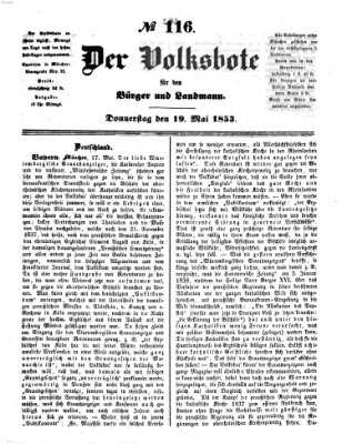 Der Volksbote für den Bürger und Landmann Donnerstag 19. Mai 1853