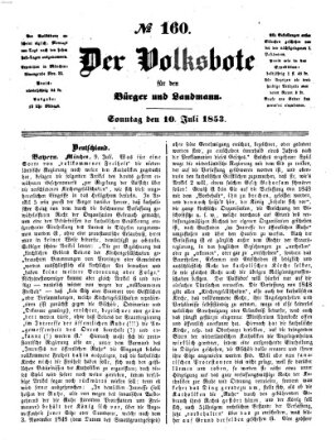 Der Volksbote für den Bürger und Landmann Sonntag 10. Juli 1853