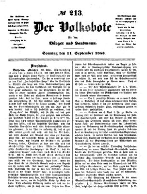 Der Volksbote für den Bürger und Landmann Sonntag 11. September 1853