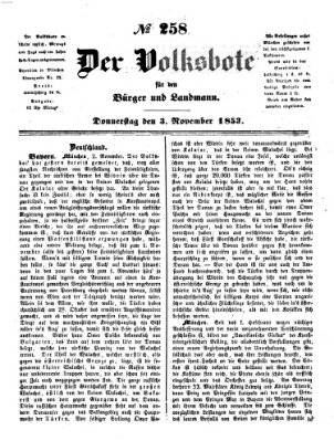 Der Volksbote für den Bürger und Landmann Donnerstag 3. November 1853