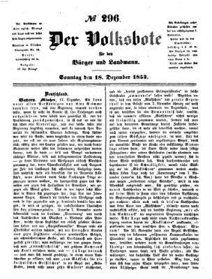 Der Volksbote für den Bürger und Landmann Sonntag 18. Dezember 1853