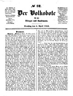 Der Volksbote für den Bürger und Landmann Samstag 8. April 1854