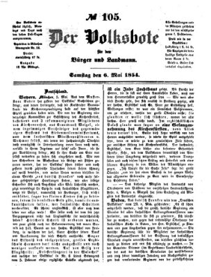Der Volksbote für den Bürger und Landmann Samstag 6. Mai 1854