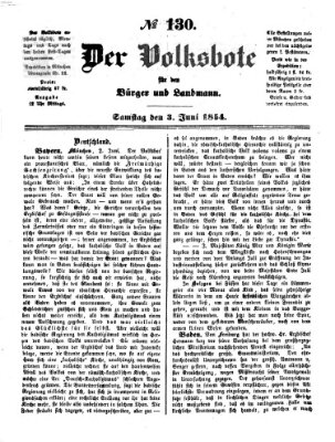 Der Volksbote für den Bürger und Landmann Samstag 3. Juni 1854