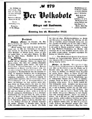 Der Volksbote für den Bürger und Landmann Sonntag 19. November 1854