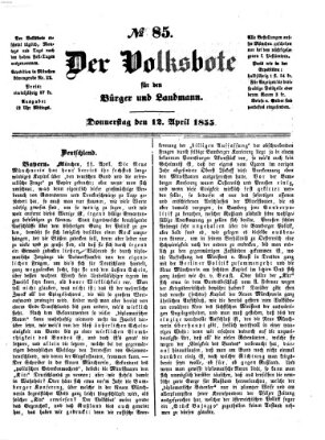 Der Volksbote für den Bürger und Landmann Donnerstag 12. April 1855