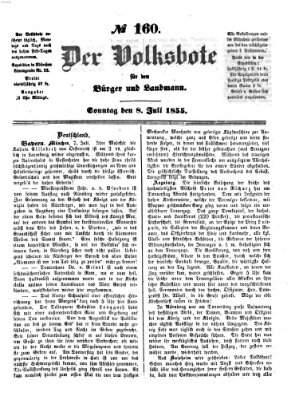 Der Volksbote für den Bürger und Landmann Sonntag 8. Juli 1855