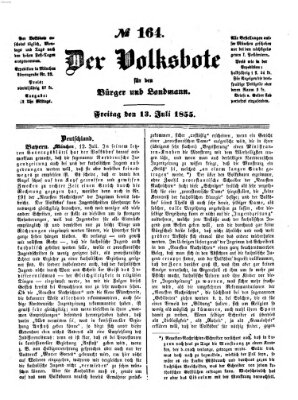 Der Volksbote für den Bürger und Landmann Freitag 13. Juli 1855