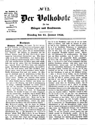 Der Volksbote für den Bürger und Landmann Dienstag 15. Januar 1856