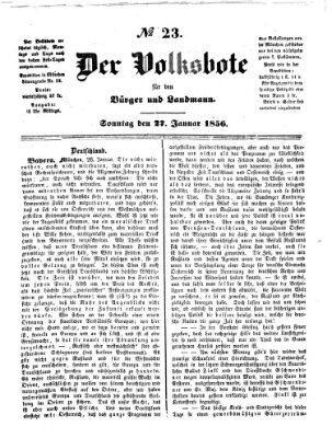 Der Volksbote für den Bürger und Landmann Sonntag 27. Januar 1856