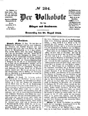 Der Volksbote für den Bürger und Landmann Donnerstag 28. August 1856