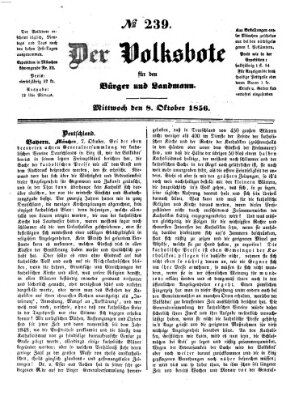 Der Volksbote für den Bürger und Landmann Mittwoch 8. Oktober 1856