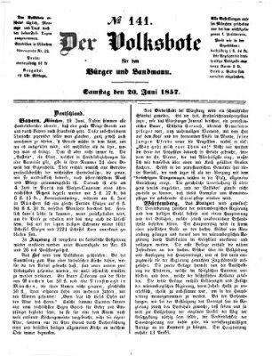Der Volksbote für den Bürger und Landmann Samstag 20. Juni 1857