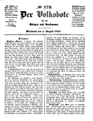 Der Volksbote für den Bürger und Landmann Mittwoch 5. August 1857