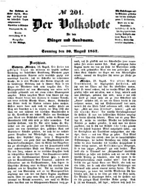 Der Volksbote für den Bürger und Landmann Sonntag 30. August 1857