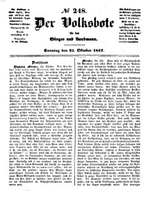 Der Volksbote für den Bürger und Landmann Sonntag 25. Oktober 1857