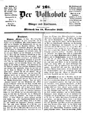 Der Volksbote für den Bürger und Landmann Mittwoch 18. November 1857