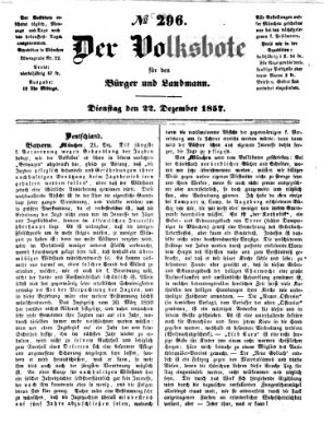 Der Volksbote für den Bürger und Landmann Dienstag 22. Dezember 1857